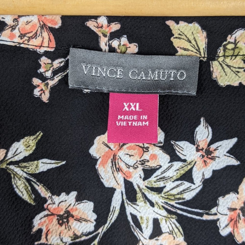 Vince Camuto Black Bouquet Plains Chiffon Blouse - Picture 6 of 9